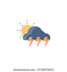Icono de Vector de sol y tormenta. Estilo plano del icono del Clima. Uso perfecto para el logotipo, la presentación, el Sitio web, y más. estilo moderno del color del diseño del icono