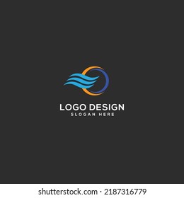 Sun And Tide Logo Design Vector Illustration