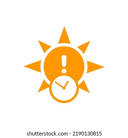 icono de sol y tiempo, advertencia de radiación uv