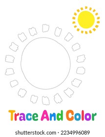 Sun tracing worksheet for kids