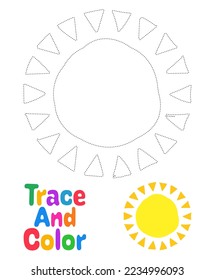 Sun tracing worksheet for kids