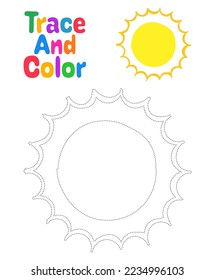 Sun tracing worksheet for kids