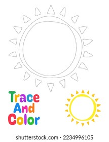 Sun tracing worksheet for kids