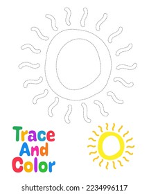 Sun tracing worksheet for kids