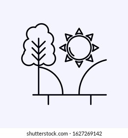 Sun and tree icon on mountains