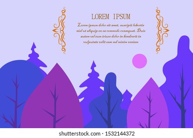 Sun, tree, leaves vector color illustration