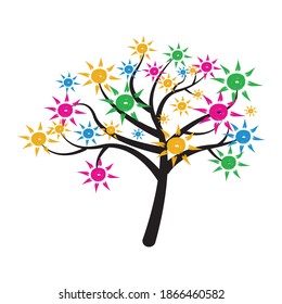 Sun tree logo. this design is 300 dpi high resolution vector logo design.