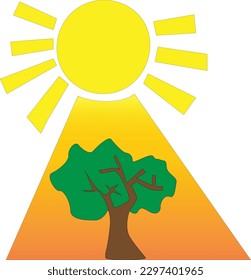 sun and tree that tree need photosynthesis to live and give live to others too simple vector