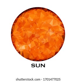 Sun. Triangle polygonal sun in solar system planet. Low polygon vector illustration. The Sun is the star at the center of the Solar System. Education Poster template.