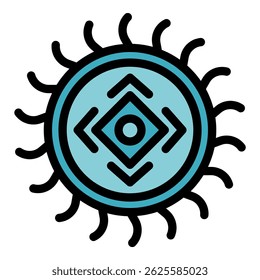 Sun tribal amulet icon. Outline sun tribal amulet vector icon color flat isolated