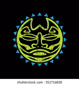 Sun Tribal mask ,polynesian tattoo styled 