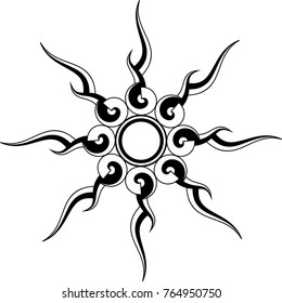 Sun Tribal Tattoo Design Vector Art Illustration