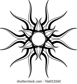 Sun Tribal Tattoo Design Vector Art Illustration