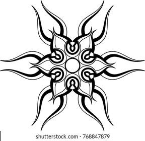 Sun Tribal Tattoo Design Vector Art Illustration