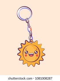 Sun trinket in cartoon style, isolated vector illustration