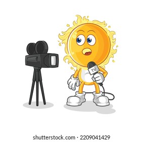 the sun tv reporter cartoon. cartoon mascot vector