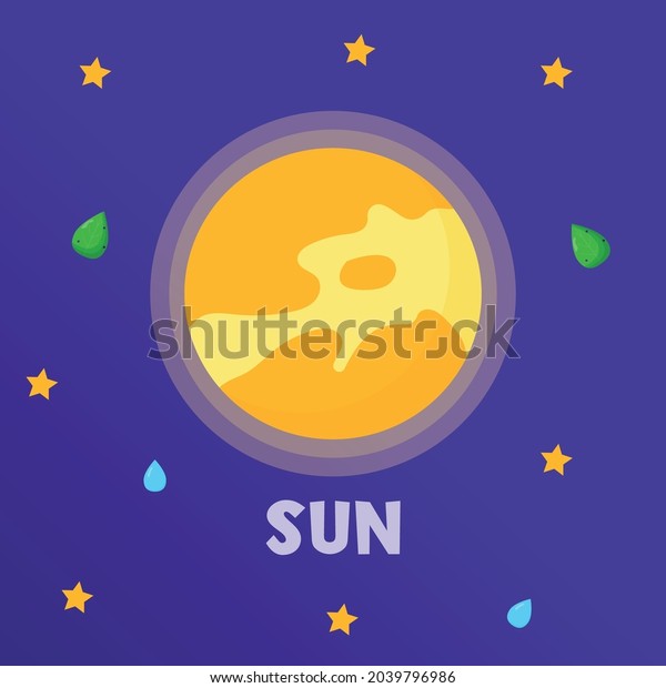 Sun. Type of planets in the solar system.\
Space. Flat vector\
illustration