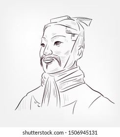 Sun Tzu Vector Sketch Portrait Isolated