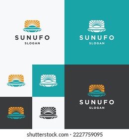 Sun ufo logo icon flat design template 