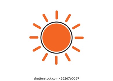 Ícone Sun UI, símbolo de vetor de interface de usuário de linha simples de verão