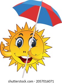 Sun Umbrella Cartoon Vector Art Illustration Stock Vector (Royalty Free ...