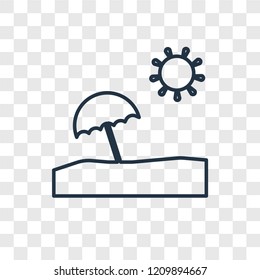 Sun umbrella concept vector linear icon isolated on transparent background, Sun umbrella concept transparency concept in outline style