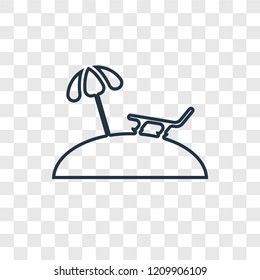 Sun umbrella concept vector linear icon isolated on transparent background, Sun umbrella concept transparency concept in outline style