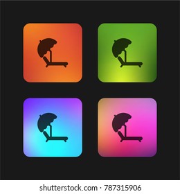 Sun Umbrella and Deck Chair four color gradient app icon design