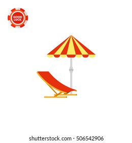 Sun Umbrella and Deck Chair Icon