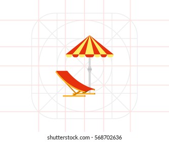 Sun Umbrella and Deck Chair Icon