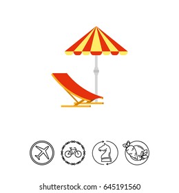 Sun Umbrella and Deck Chair Icon