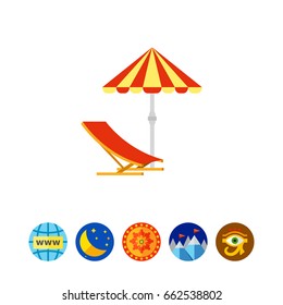Sun Umbrella and Deck Chair Icon