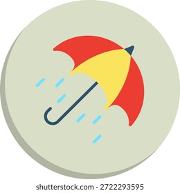 Sun Umbrella Flat Circle Style Icon