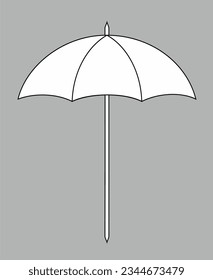 Sun umbrella flat sketch. Summer accessory apparel design. CAD mockup. Fashion technical drawing template. Vector illustration