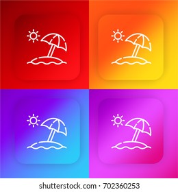 Sun umbrella four color gradient app icon set