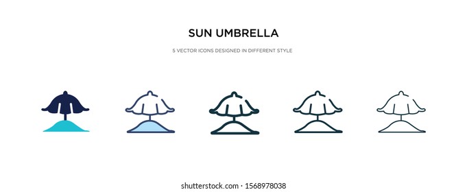 sun umbrella icon in different style vector illustration. two colored and black sun umbrella vector icons designed in filled, outline, line and stroke style can be used for web, mobile, ui