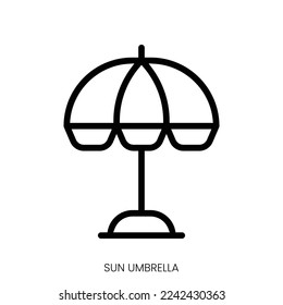 sun umbrella icon. Line Art Style Design Isolated On White Background