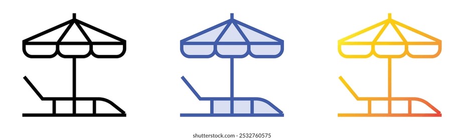 sun umbrella icon. Linear, Blue Fill and Gradient Style Design Isolated On White Background