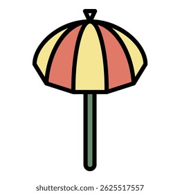 Sun umbrella icon. Outline sun umbrella vector icon color flat isolated
