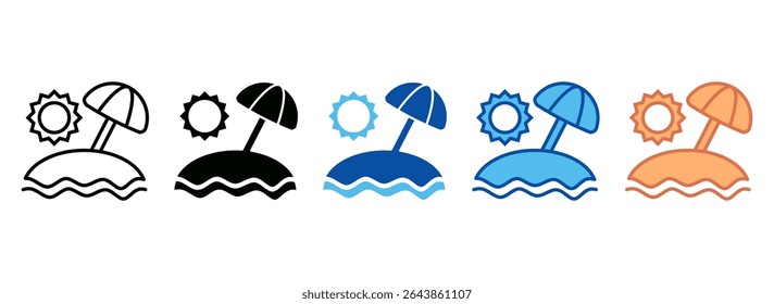 Sun Umbrella Icon Set Multiple Style Collection