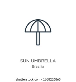 Sun umbrella icon. Thin linear sun umbrella outline icon isolated on white background from brazilia collection. Line vector sign, symbol for web and mobile