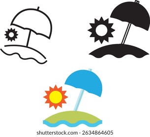 Sun Umbrella icon vector illustrator