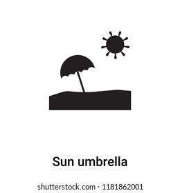 Sun umbrella icon vector isolated on white background, logo concept of Sun umbrella sign on transparent background, filled black symbol