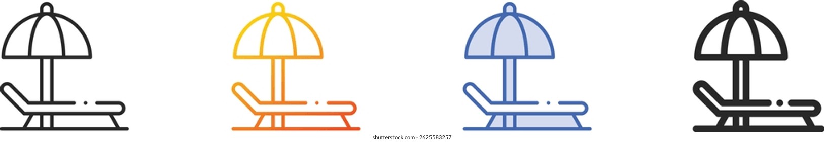 sun umbrella icon.Thin Linear, Gradient, Blue Stroke and bold Style Design Isolated On White Background