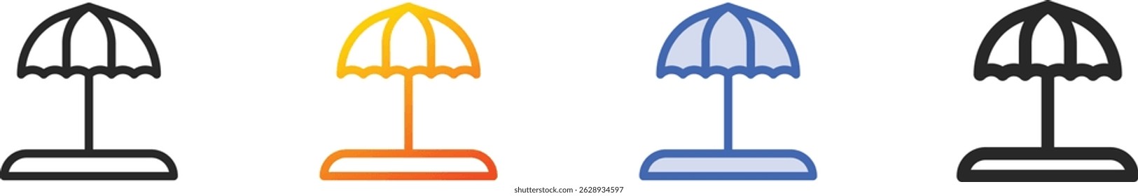 sun umbrella icon.Thin Linear, Gradient, Blue Stroke and bold Style Design Isolated On White Background
