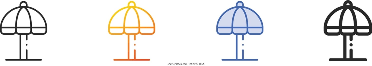 sun umbrella icon.Thin Linear, Gradient, Blue Stroke and bold Style Design Isolated On White Background