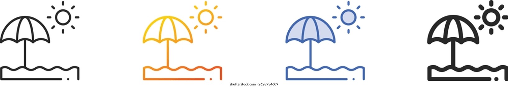 sun umbrella icon.Thin Linear, Gradient, Blue Stroke and bold Style Design Isolated On White Background
