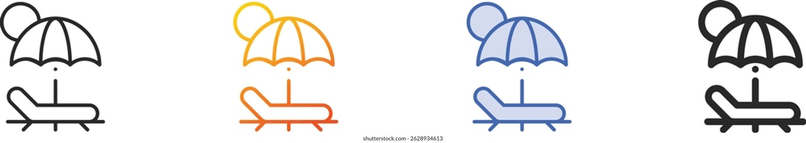 sun umbrella icon.Thin Linear, Gradient, Blue Stroke and bold Style Design Isolated On White Background