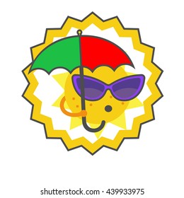 Sun with Umbrella Line Icon