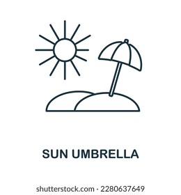 Sun Umbrella line icon. Monochrome simple Sun Umbrella outline icon for templates, web design and infographics